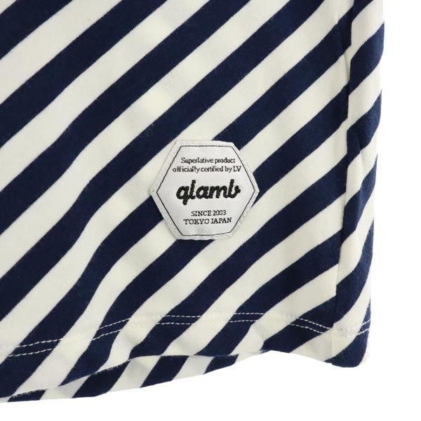 未使用 glamb グラム 日本製 ボーダー柄 半袖 Tシャツ 1 白×ネイビー レディース