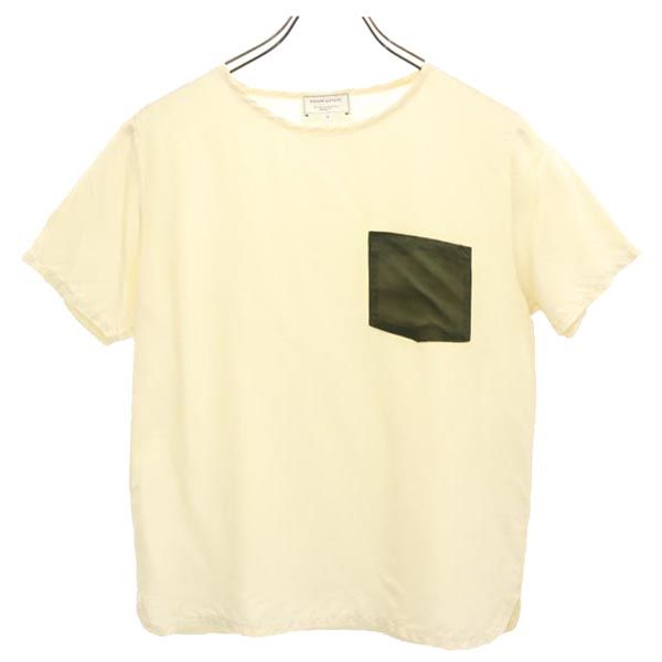 MAISON KITSUNE メゾンキツネ フランス製 シルク 半袖 Tシャツ S ベージュ系 胸ポケット レディース