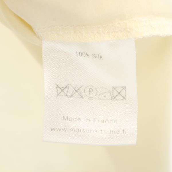 MAISON KITSUNE メゾンキツネ フランス製 シルク 半袖 Tシャツ S ベージュ系 胸ポケット レディース