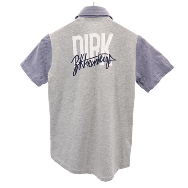 DIRK BIKKEMBERGS ダークビッケンバーグ バックロゴプリント チェック柄 半袖 シャツ 36 ネイビー系 レディース