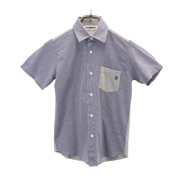 DIRK BIKKEMBERGS ダークビッケンバーグ バックロゴプリント チェック柄 半袖 シャツ 36 ネイビー系 レディース