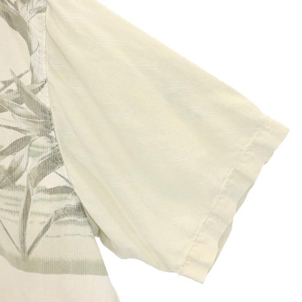 トミーバハマ シルク100% 半袖 アロハシャツ M ベージュ系 Tommy Bahama オープンカラー メンズ