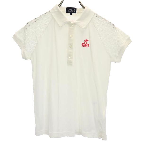 PEARLY GATES パーリーゲイツ 日本製 ゴルフ 半袖 袖レース ポロシャツ 0 ホワイト系 レディース