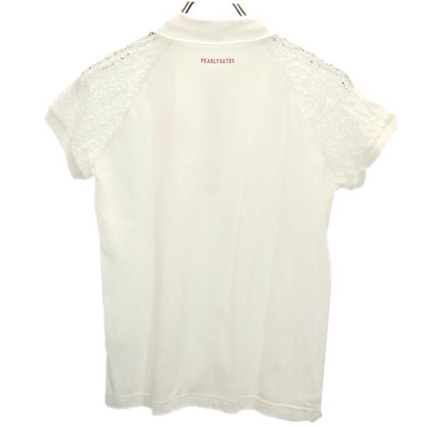 PEARLY GATES パーリーゲイツ 日本製 ゴルフ 半袖 袖レース ポロシャツ 0 ホワイト系 レディース