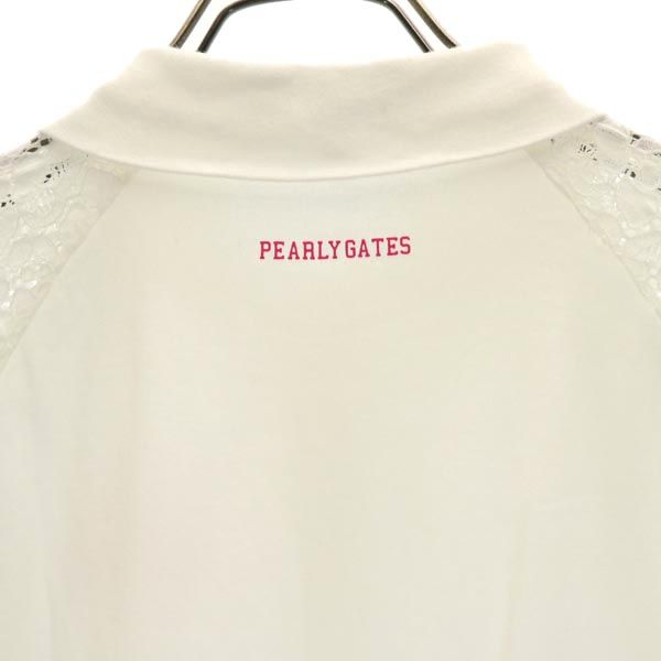 PEARLY GATES パーリーゲイツ 日本製 ゴルフ 半袖 袖レース ポロシャツ 0 ホワイト系 レディース