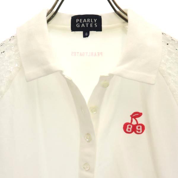 PEARLY GATES パーリーゲイツ 日本製 ゴルフ 半袖 袖レース ポロシャツ 0 ホワイト系 レディース