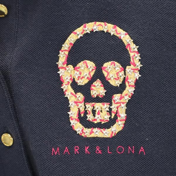 MARK&LONA マークアンドロナ 日本製 ゴルフ 半袖 ポロシャツ S ネイビー 鹿の子 レディース