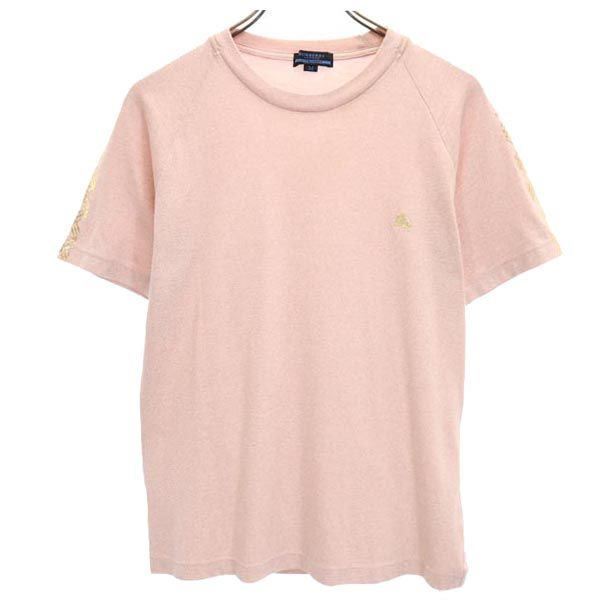 BURBERRY BLUE LABEL バーバリーブルーレーベル 日本製 三陽商会 肩プリント 半袖 Tシャツ M ピンク系 メンズ