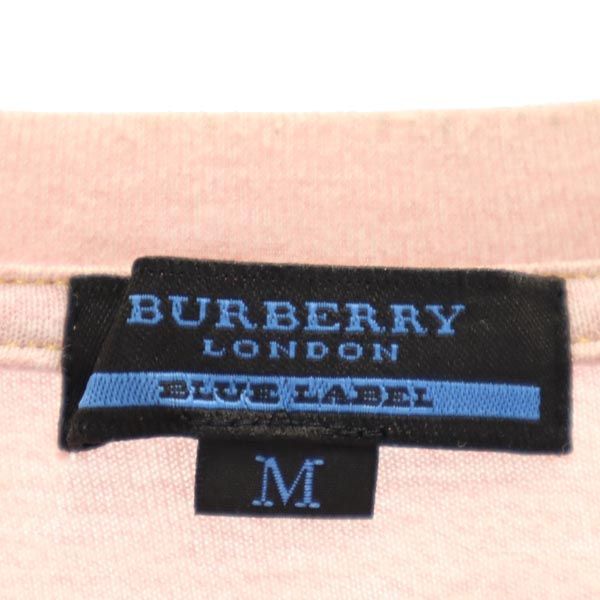 BURBERRY BLUE LABEL バーバリーブルーレーベル 日本製 三陽商会 肩プリント 半袖 Tシャツ M ピンク系 メンズ