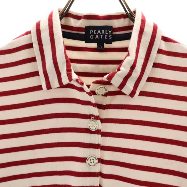 PEARLY GATES パーリーゲイツ 日本製 ゴルフ 半袖 ワンピース 0 レッド×ホワイト レディース
