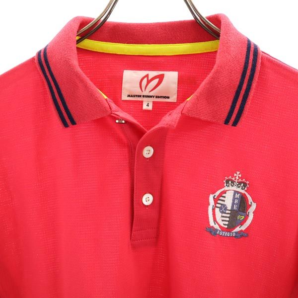 MASTER BUNNY EDITION マスターバニーエディション 日本製 ゴルフ 半袖 ポロシャツ 4 赤 メンズ