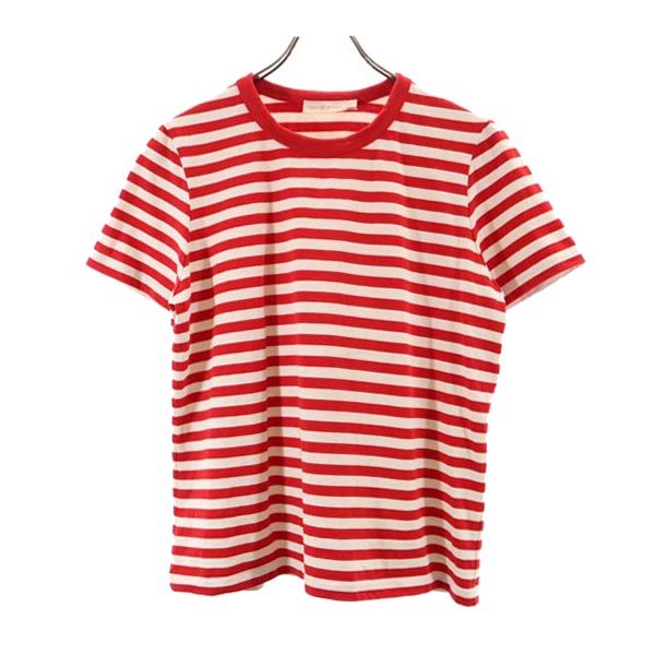 Tory Burch トリーバーチ ボーダー柄 半袖 Tシャツ L レッド×アイボリー クルーネック メンズ
