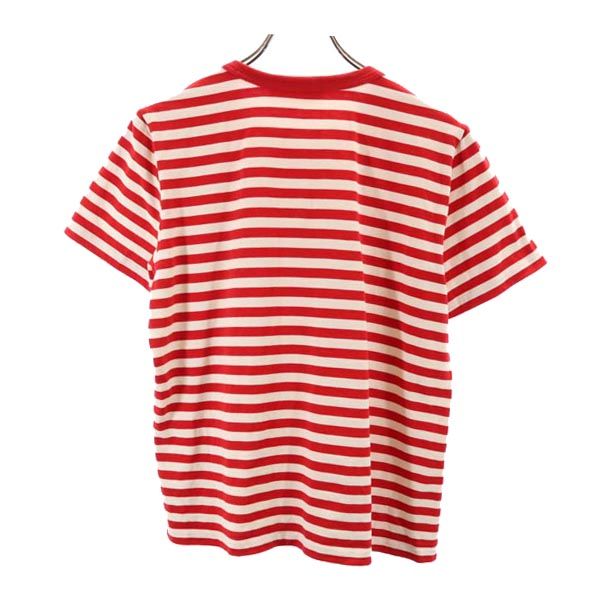 Tory Burch トリーバーチ ボーダー柄 半袖 Tシャツ L レッド×アイボリー クルーネック メンズ