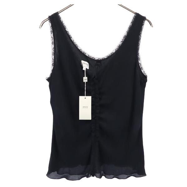 ARMANI COLLEZIONI アルマーニコレッツォーニ シルク タンクトップ 44 ブラック系 カットソー バックジップ レディース