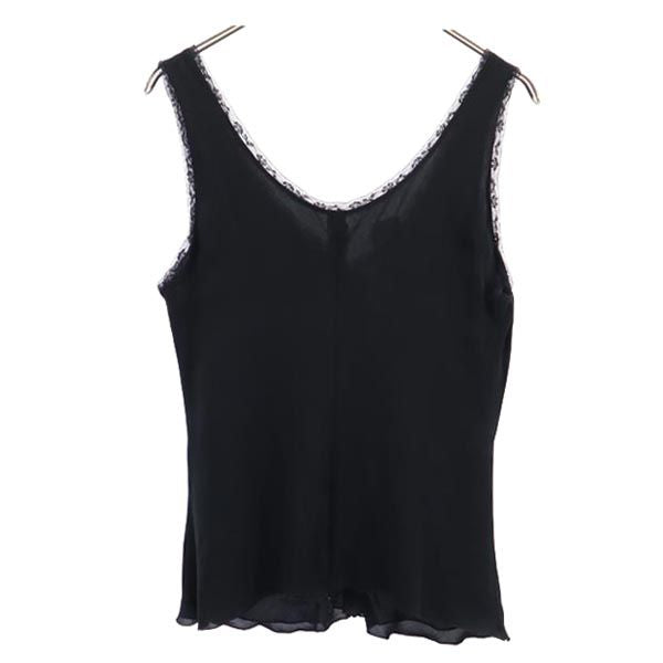 ARMANI COLLEZIONI アルマーニコレッツォーニ シルク タンクトップ 44 ブラック系 カットソー バックジップ レディース