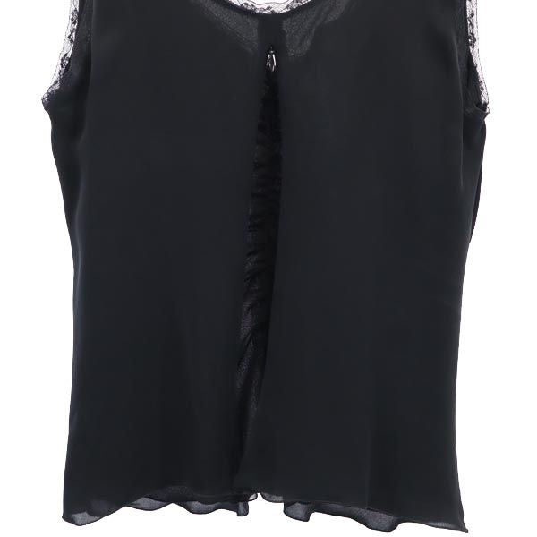 ARMANI COLLEZIONI アルマーニコレッツォーニ シルク タンクトップ 44 ブラック系 カットソー バックジップ レディース