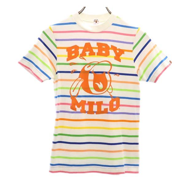 A BATHING APE アベイシングエイプ ボーダー 半袖 Tシャツ SHORT ホワイト系 レディース