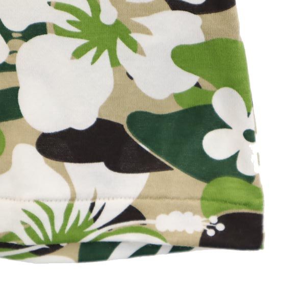 未使用 A BATHING APE アベイシングエイプ ハイビスカス 総柄 半袖 Tシャツ XS グリーン系 レディース