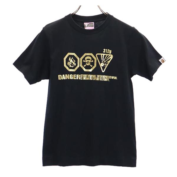 A BATHING APE アベイシングエイプ プリント 半袖 Tシャツ XS ブラック系 レディース