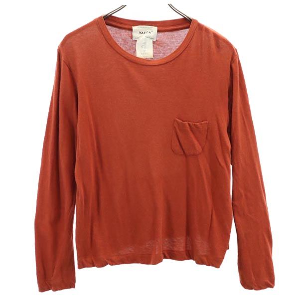 YAECA ヤエカ 日本製 長袖 Tシャツ M ブラウン系 胸ポケット ロンT メンズ
