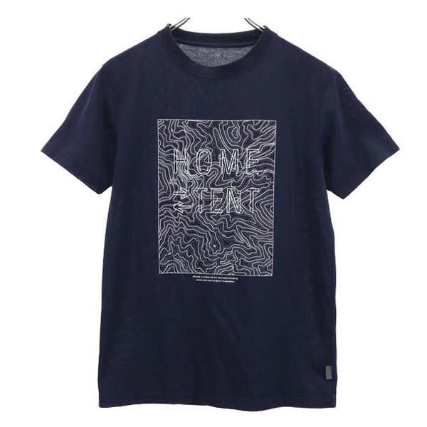 snowpeak スノーピーク プリント 半袖 Tシャツ S ネイビー系 アウトドア メンズ