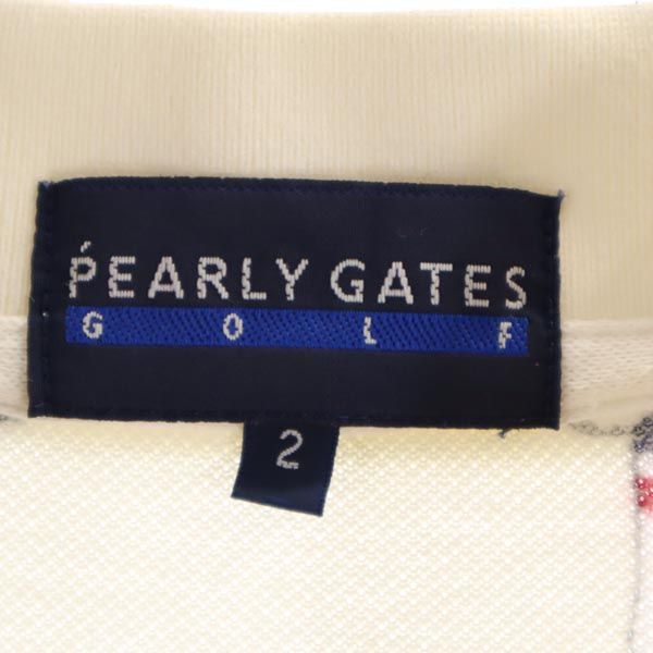 PEARLY GATES パーリーゲイツ 日本製 ゴルフ 半袖 ポロシャツ 2 ホワイト系 鹿の子 メンズ
