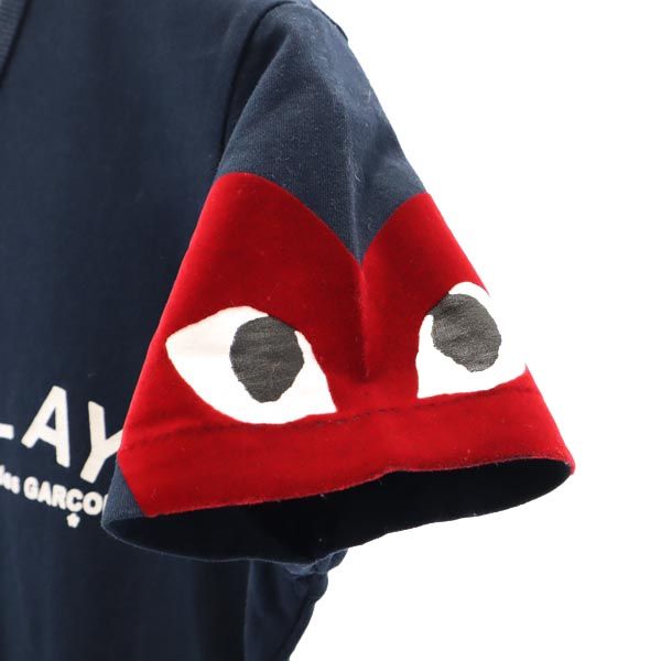 プレイコムデギャルソン 2009年 日本製 プリント 半袖 Tシャツ M ネイビー系 PLAY COMME des GARCONS レディース