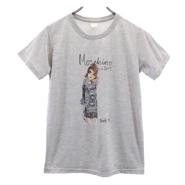MOSCHINO モスキーノ プリント 半袖 Tシャツ グレー系 レディース
