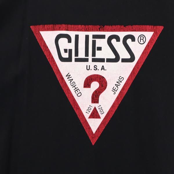 Guess ゲス トライアングルロゴ プリント 半袖 Tシャツ S ブラック系 メンズ