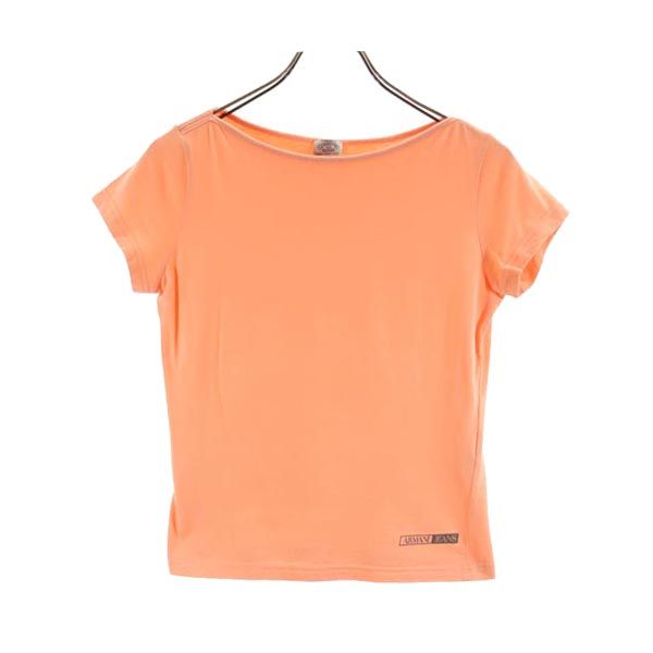 ARMANI JEANS アルマーニジーンズ 半袖 Tシャツ USA8 オレンジ系 ロゴ レディース