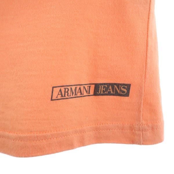 ARMANI JEANS アルマーニジーンズ 半袖 Tシャツ USA8 オレンジ系 ロゴ レディース
