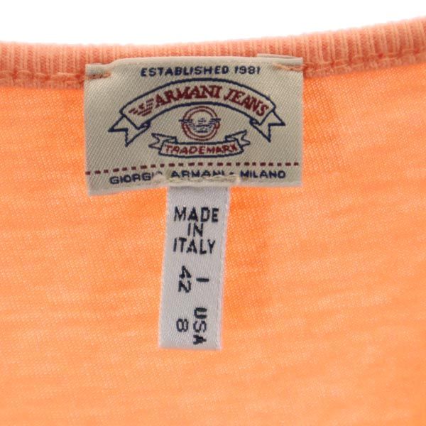 ARMANI JEANS アルマーニジーンズ 半袖 Tシャツ USA8 オレンジ系 ロゴ レディース