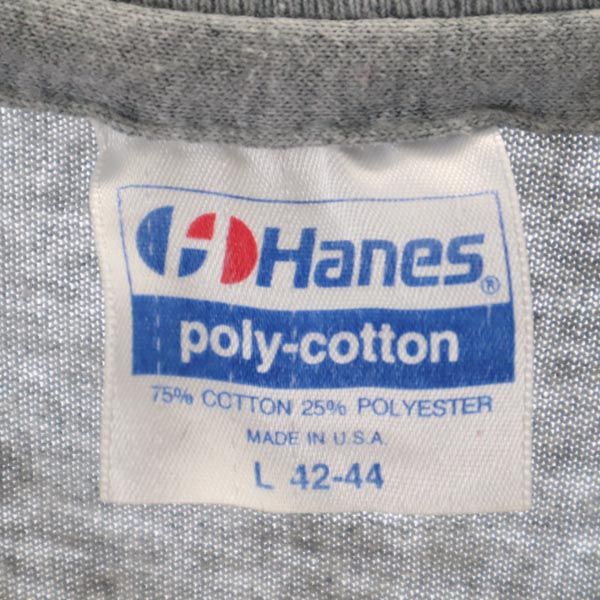 Hanes ヘインズ 80s 90s オールド プリント 半袖 Tシャツ L グレー系 メンズ