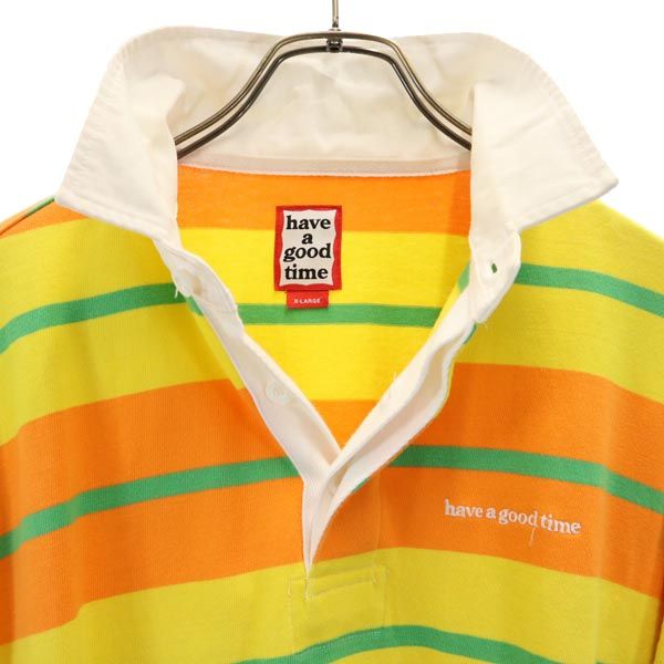 have a good time ハブアグッドタイム ボーダー 半袖 ポロシャツ XL オレンジ系 メンズ