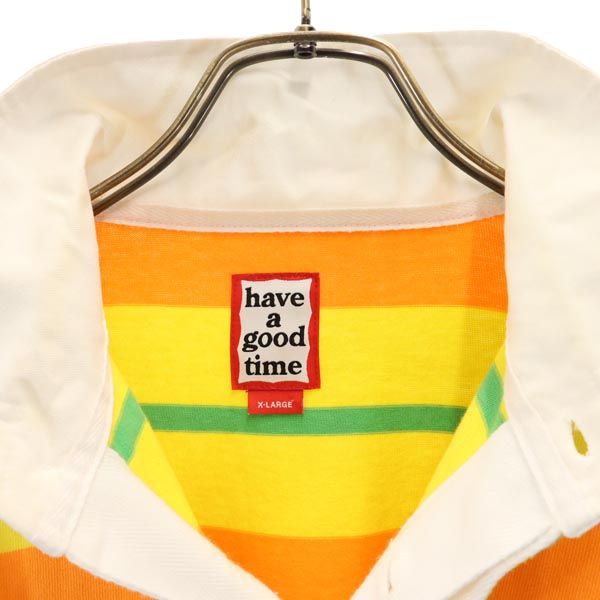 have a good time ハブアグッドタイム ボーダー 半袖 ポロシャツ XL オレンジ系 メンズ