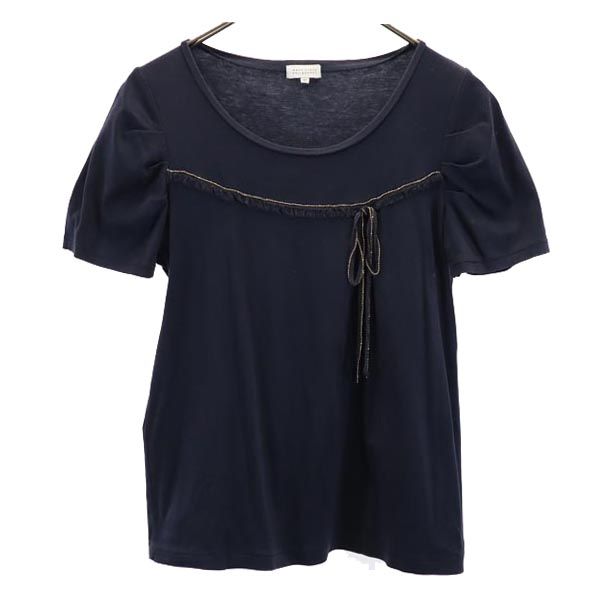 MACKINTOSH PHILOSOPHY マッキントッシュフィロソフィー 日本製 三陽商会 リボンデザイン 半袖 Tシャツ 38 ネイビー レディース