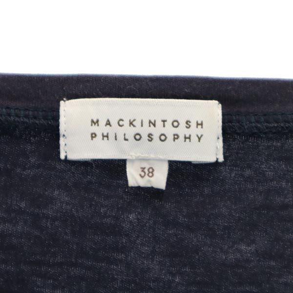 MACKINTOSH PHILOSOPHY マッキントッシュフィロソフィー 日本製 三陽商会 リボンデザイン 半袖 Tシャツ 38 ネイビー レディース