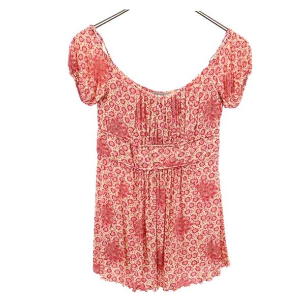 SPORTMAX スポーツマックス イタリア製 総柄 半袖 カットソー M レッド系 サイドジップ レディース