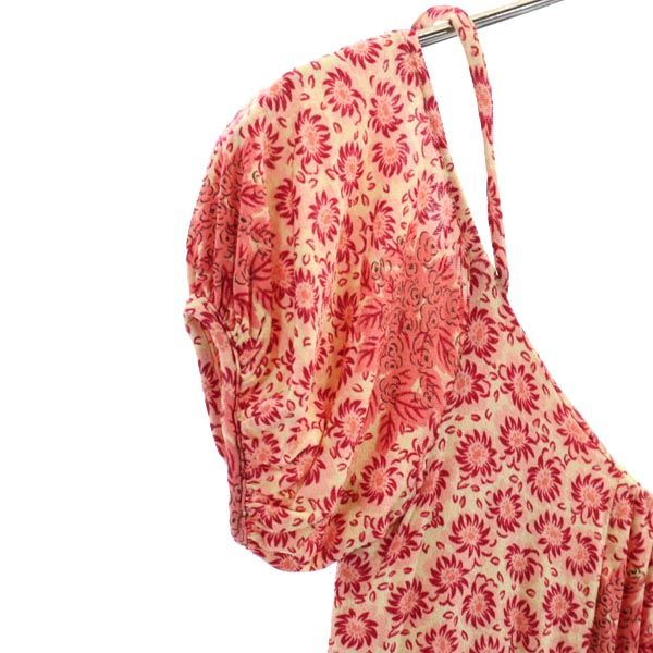 SPORTMAX スポーツマックス イタリア製 総柄 半袖 カットソー M レッド系 サイドジップ レディース