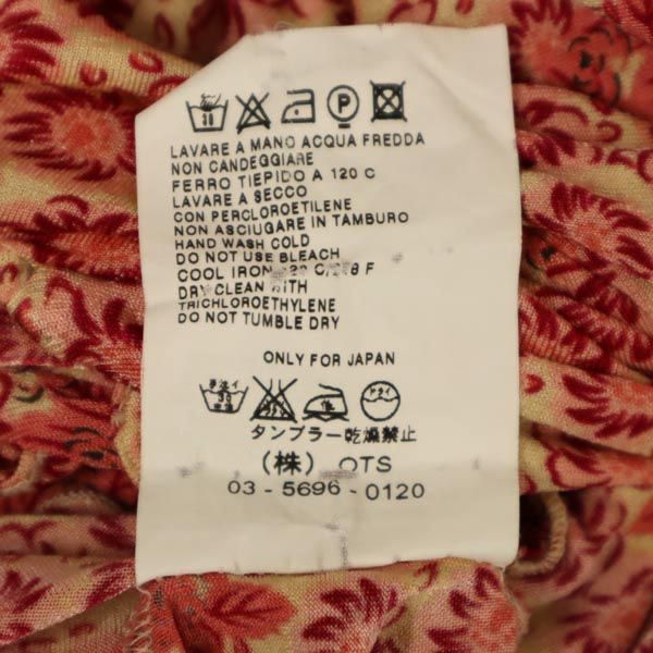 SPORTMAX スポーツマックス イタリア製 総柄 半袖 カットソー M レッド系 サイドジップ レディース