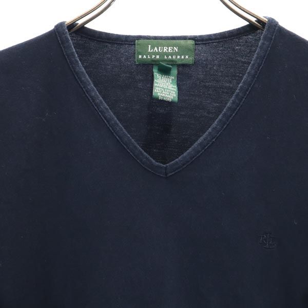 LAUREN RALPH LAUREN ローレンラルフローレン 半袖 Vネック Tシャツ S ネイビー系 レディース