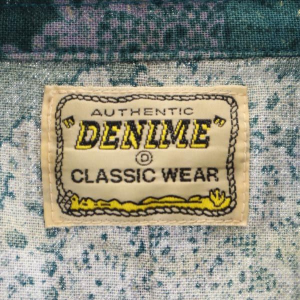 Denime ドゥニーム 総柄 半袖 シャツ グリーン メンズ