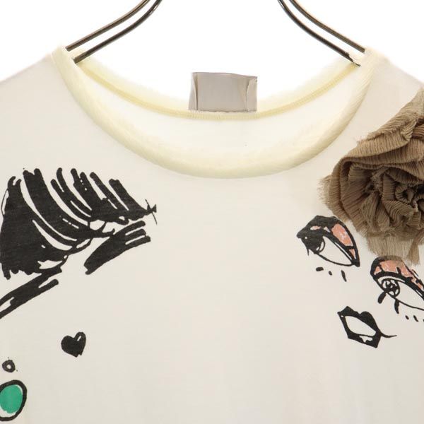 LANVIN ランバン プリント 半袖 Tシャツ S アイボリー系 カットソー レディース