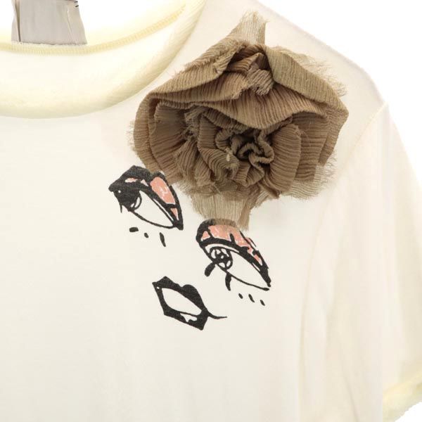 LANVIN ランバン プリント 半袖 Tシャツ S アイボリー系 カットソー レディース