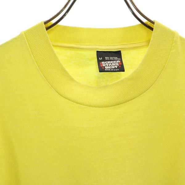SCREEN STARS スクリーンスターズ 90s オールド USA製 半袖 Tシャツ M 黄 クルーネック ロゴプリント メンズ