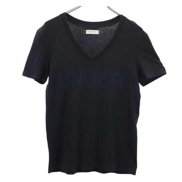 Emporio Armani エンポリオアルマーニ プリント 半袖 Vネック Tシャツ USA M ブラック系 ロゴ メンズ