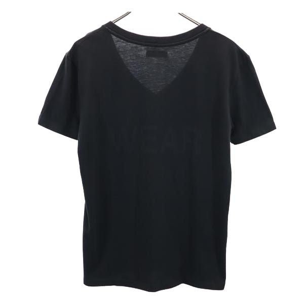 Emporio Armani エンポリオアルマーニ プリント 半袖 Vネック Tシャツ USA M ブラック系 ロゴ メンズ