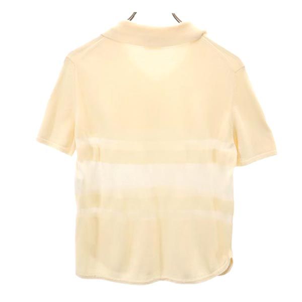 Salvatore Ferragamo サルヴァトーレフェラガモ シルクブレンド ボーダー柄 半袖 ニット M ベージュ系 セーター レディース