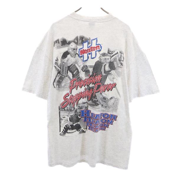 BULLETIN ATHLETIC 90s オールド バックプリント 半袖 Tシャツ L グレー アイスホッケー メンズ