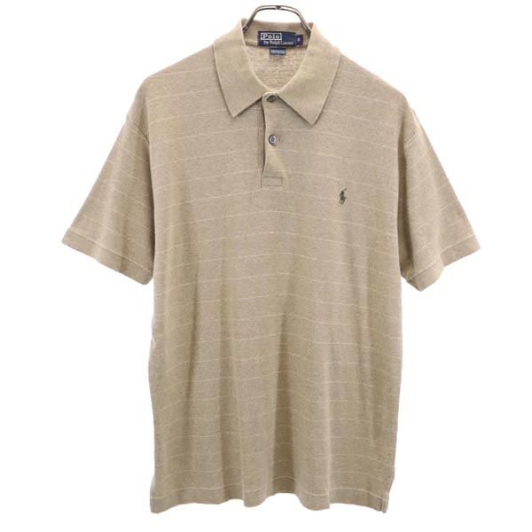 Polo by Ralph Lauren ポロバイラルフローレン ボーダー柄 半袖 ポロシャツ S ベージュ系 ロゴ刺_ メンズ